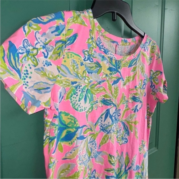 LILLY PULITZER 💯 Pima Cotton Floral Pink Short Sleeve Dress Sz small - Picture 5 of 7